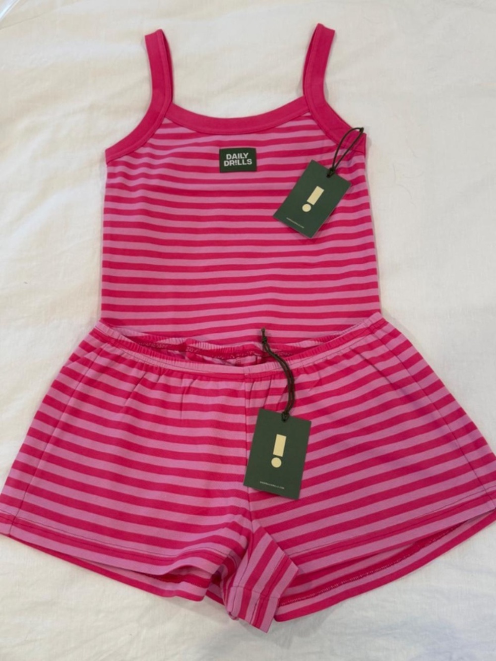 Daily Drills Striped Logo Everyday Tank Top and Striped Cotton Micro Shorts